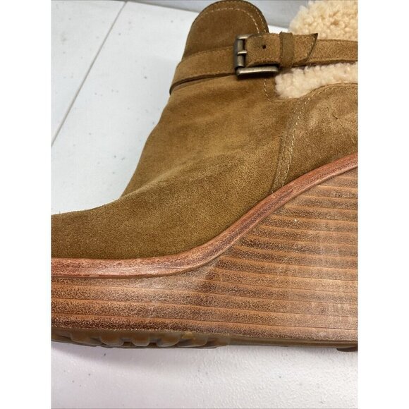 UGG Australia Anais Boots Womens 8.5 Chestnut Brown Suede Wedge Heel - Picture 11 of 11
